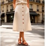Comment porter la jupe mi longue boutonnée en denim pour un look élégant au quotidien